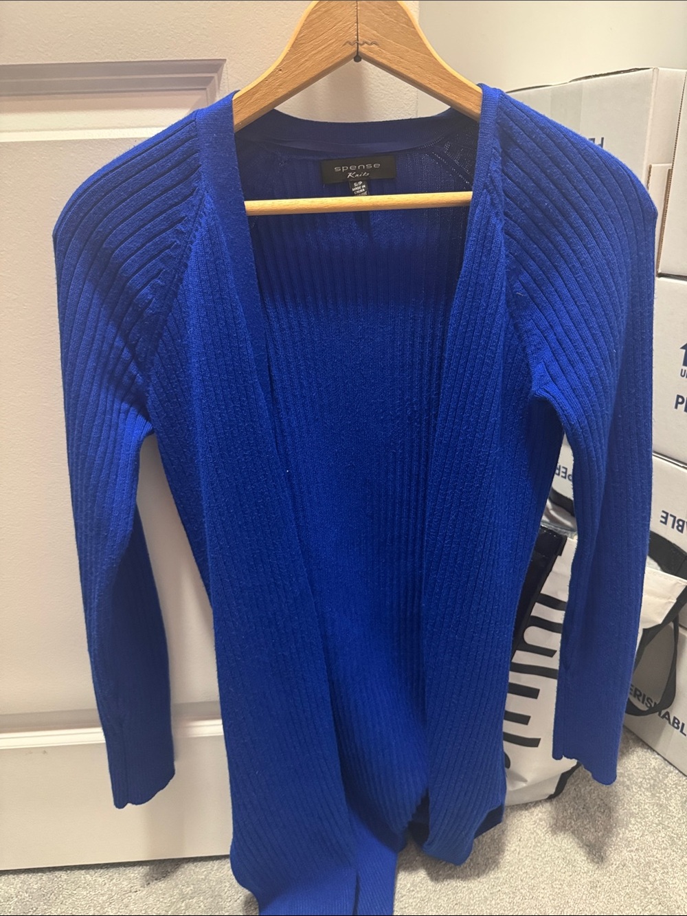 Women’s Royal Blue Ribbed Open-Front Cardigan